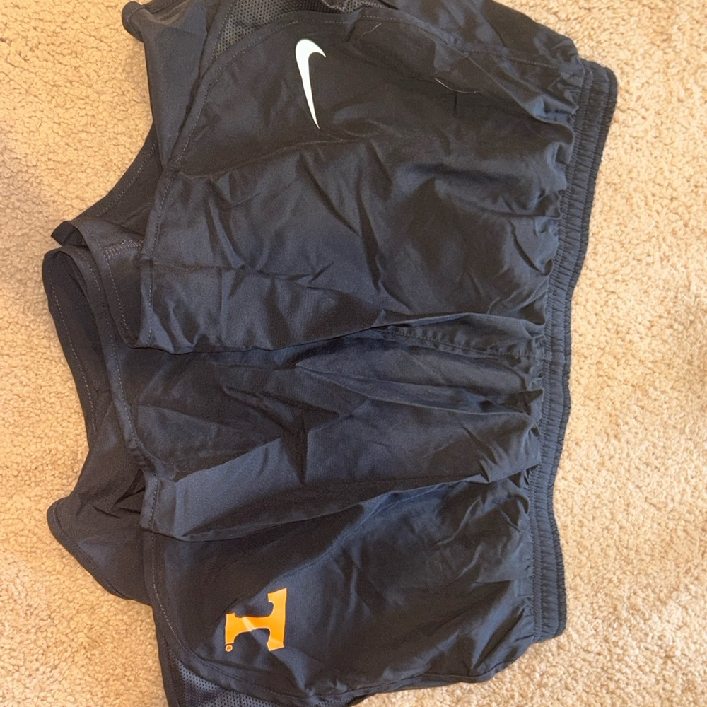 Nike Black Athletic Shorts with Orange Logo
